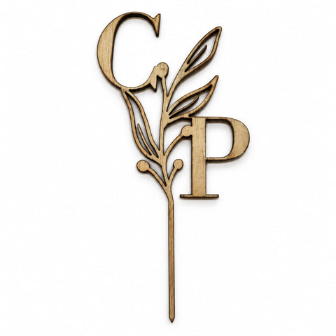 Topper Novios - Iniciales con Ramita